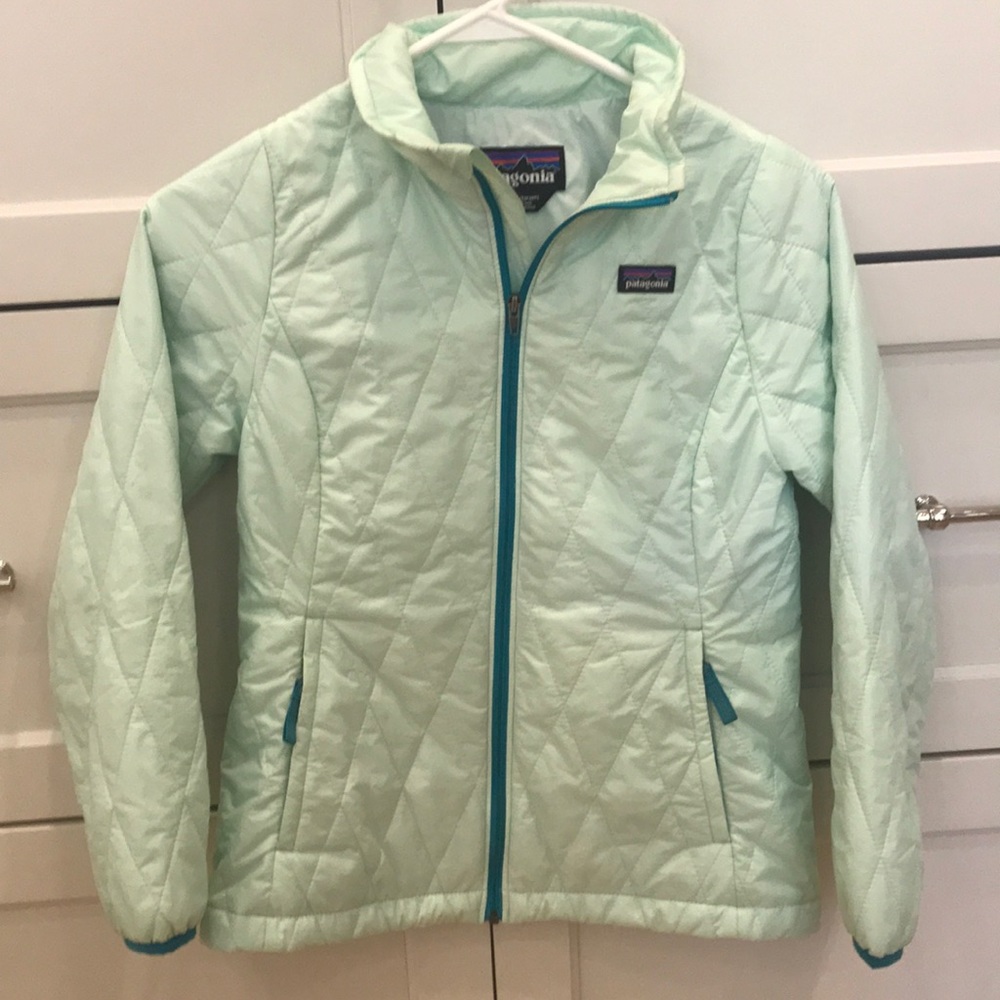 Patagonia puff jacket light weight mint green